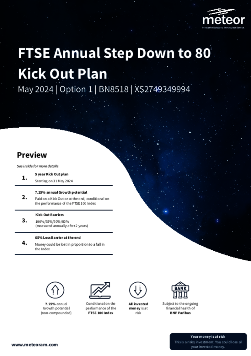 Meteor FTSE Annual Step Down to 80 Kick Out Plan May 2024 (Option 1) - BN8518