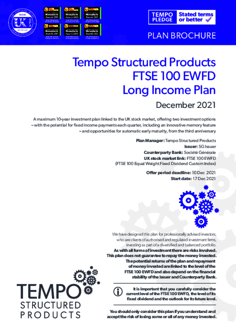 Tempo FTSE 100 EWFD Long Income Plan: December 2021 - Option 2
