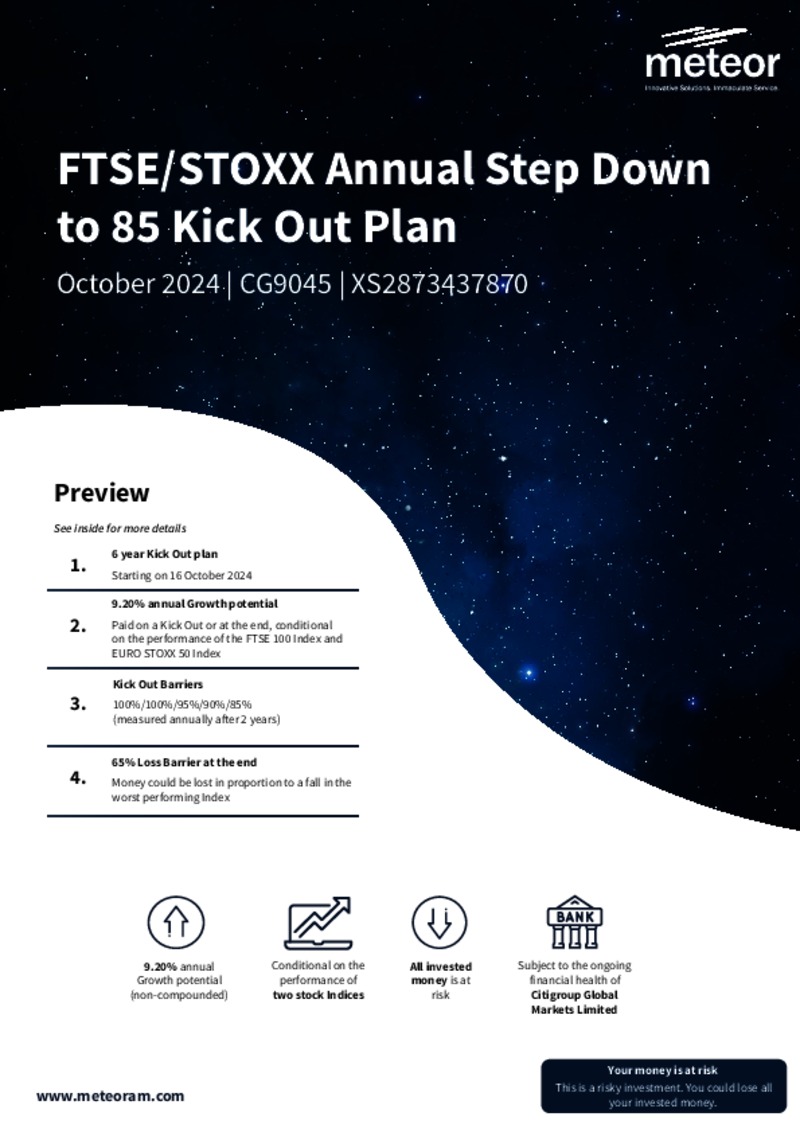 Meteor FTSE/STOXX Annual Step Down to 85 Kick Out Plan October 2024 - CG9045