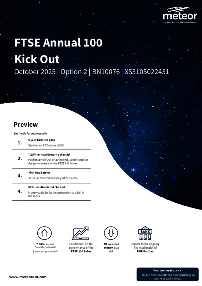 Meteor FTSE Annual 100 Kick Out Plan October 2025 (Option 2) - BN10076