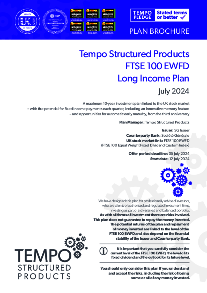 Tempo FTSE 100 EWFD Long Income Plan JULY 2024 - Option 2         