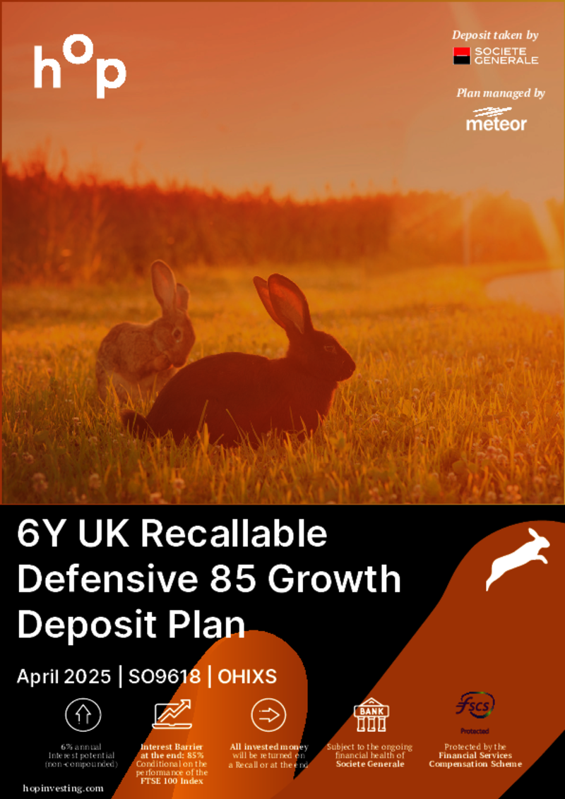 hop investing 6Y UK Recallable Defensive 85 Growth Deposit Plan April 2025 - SO9618