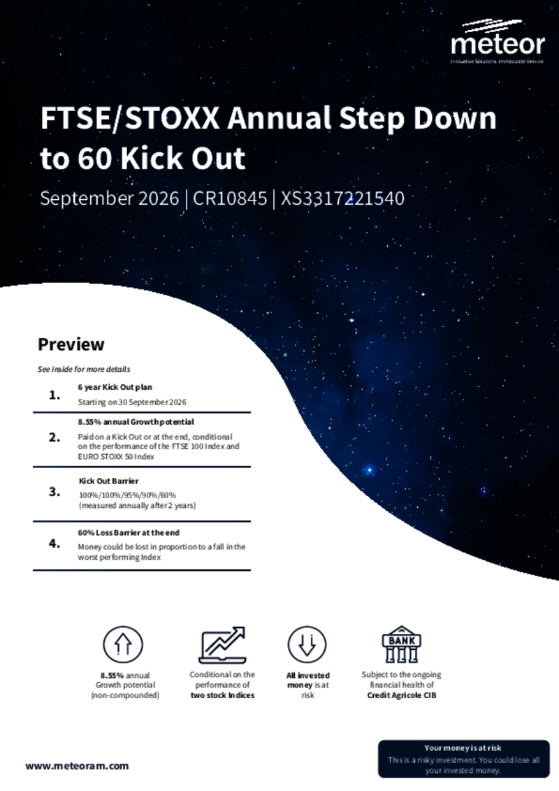Meteor FTSE/STOXX Annual Step Down to 60 Kick Out September 2026 - CR10845