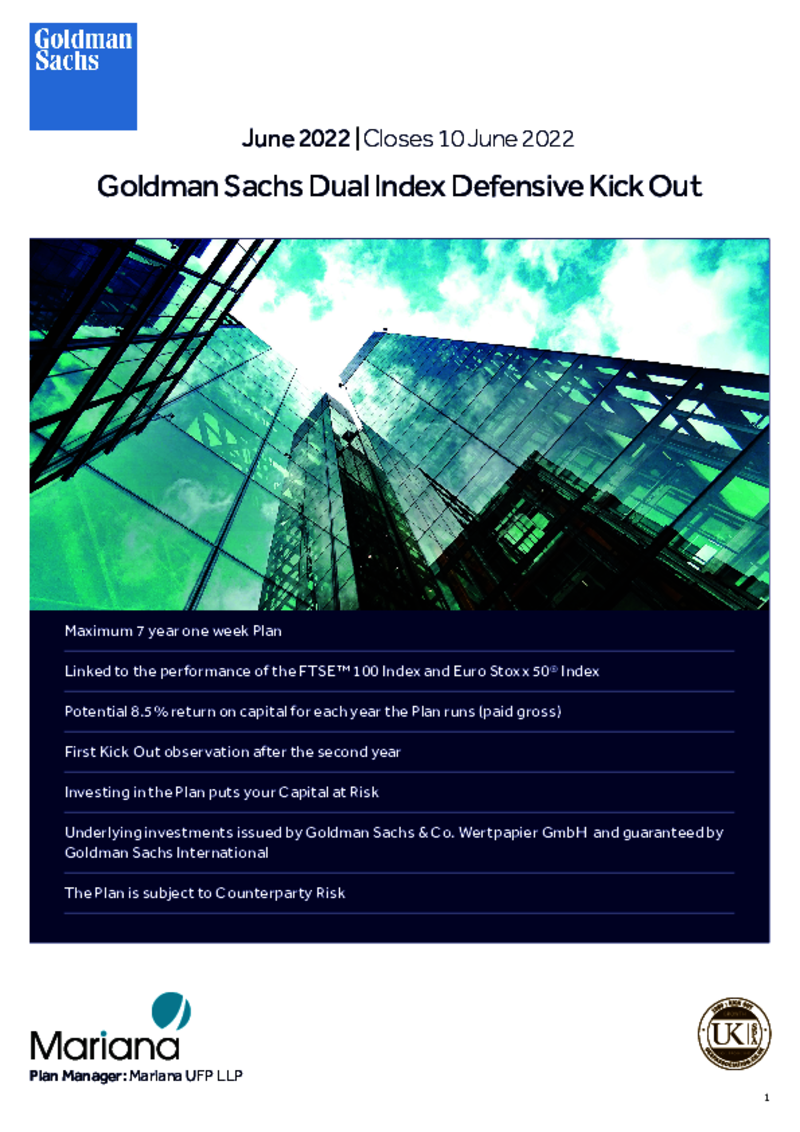 Goldman Sachs Dual Index Defensive Kick Out - June 2022