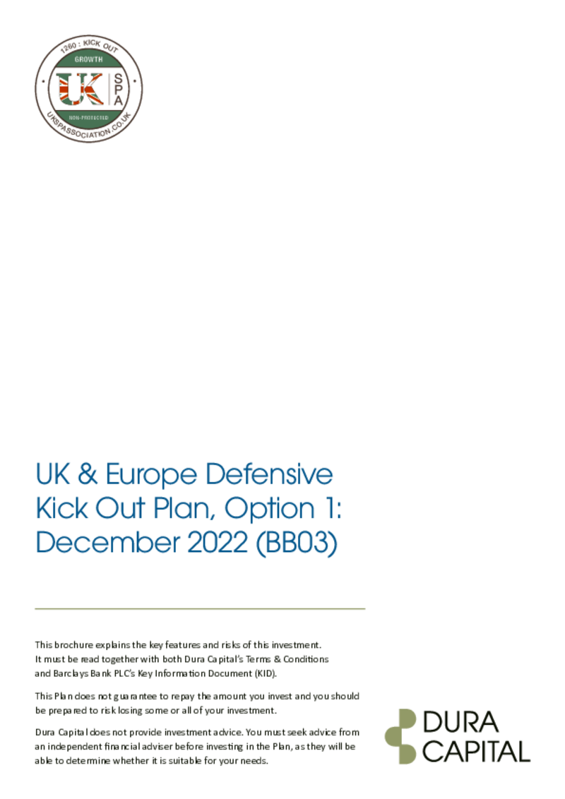 Dura Capital UK & Europe Defensive Kick Out Plan, Option 2 - December 2022 (BB04)