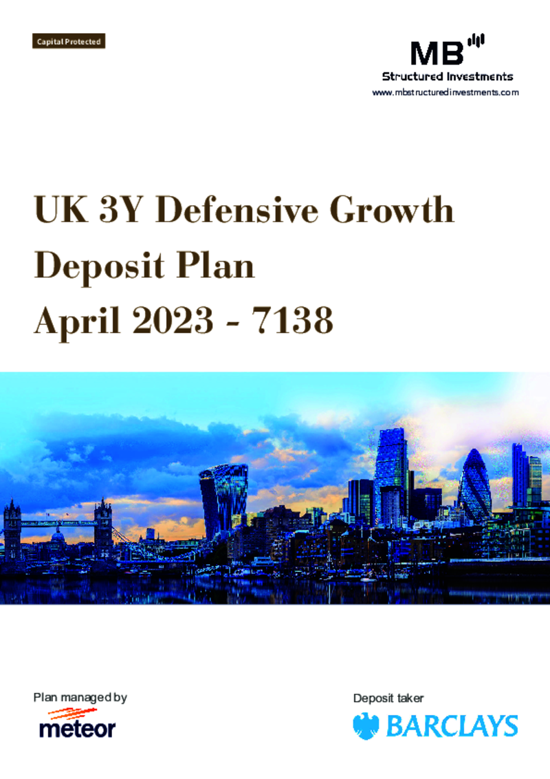 MB Structured Investments UK 3Y Defensive Growth Deposit Plan April 2023 - 7138