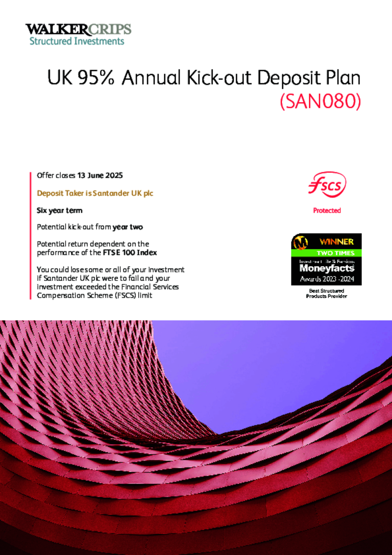 Walker Crips UK 95% Annual Kick-out Deposit Plan (SAN080)