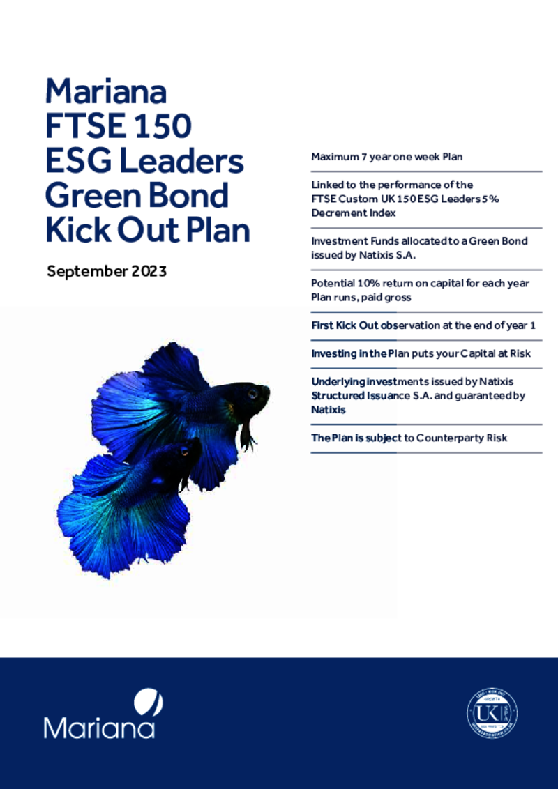 Mariana FTSE 150 ESG Leaders Green Bond Kick-Out Plan – September 2023