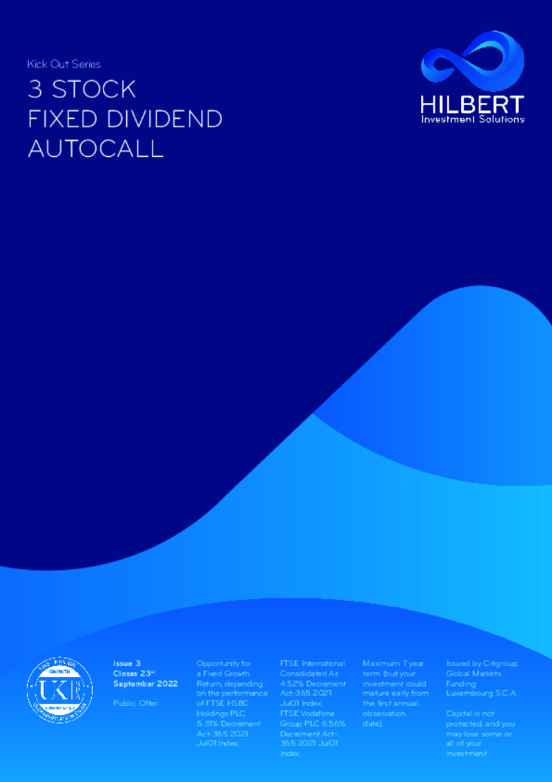 Hilbert Kick Out Series: 3 Stock Fixed Dividend Autocall - Issue 3