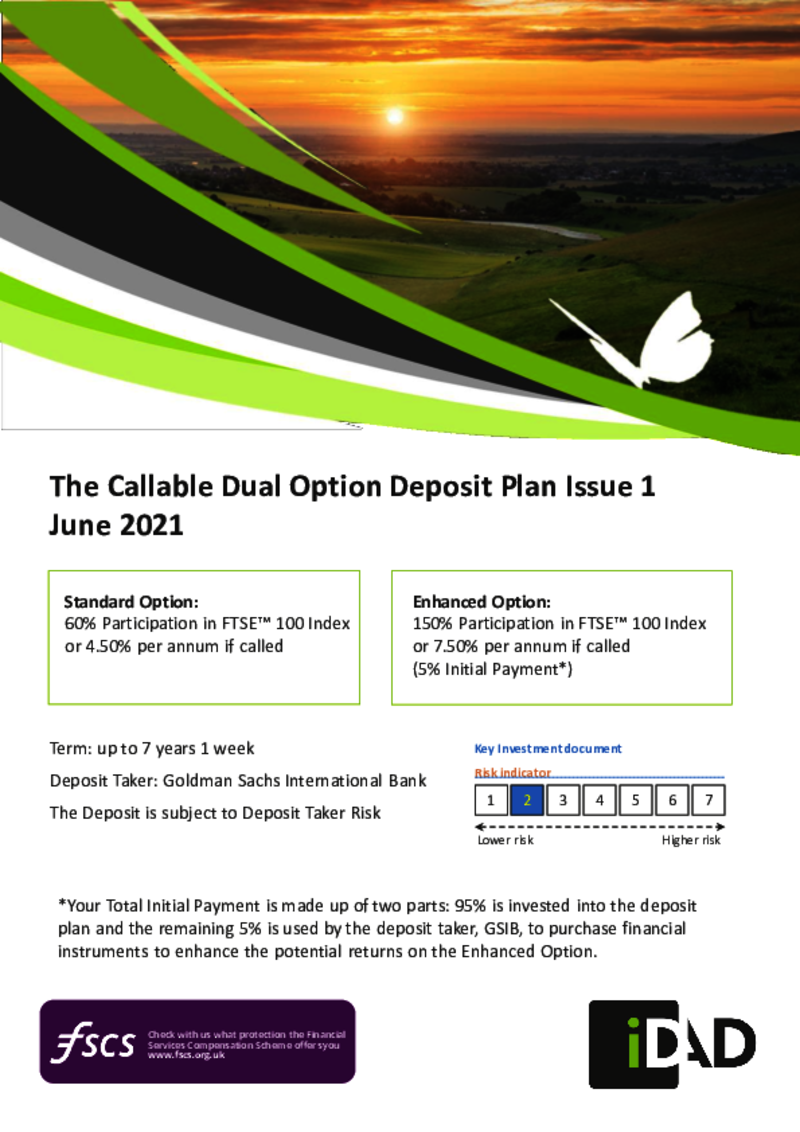 The Callable Dual Option Deposit Plan Issue 1 - June 2021 (Standard Option)