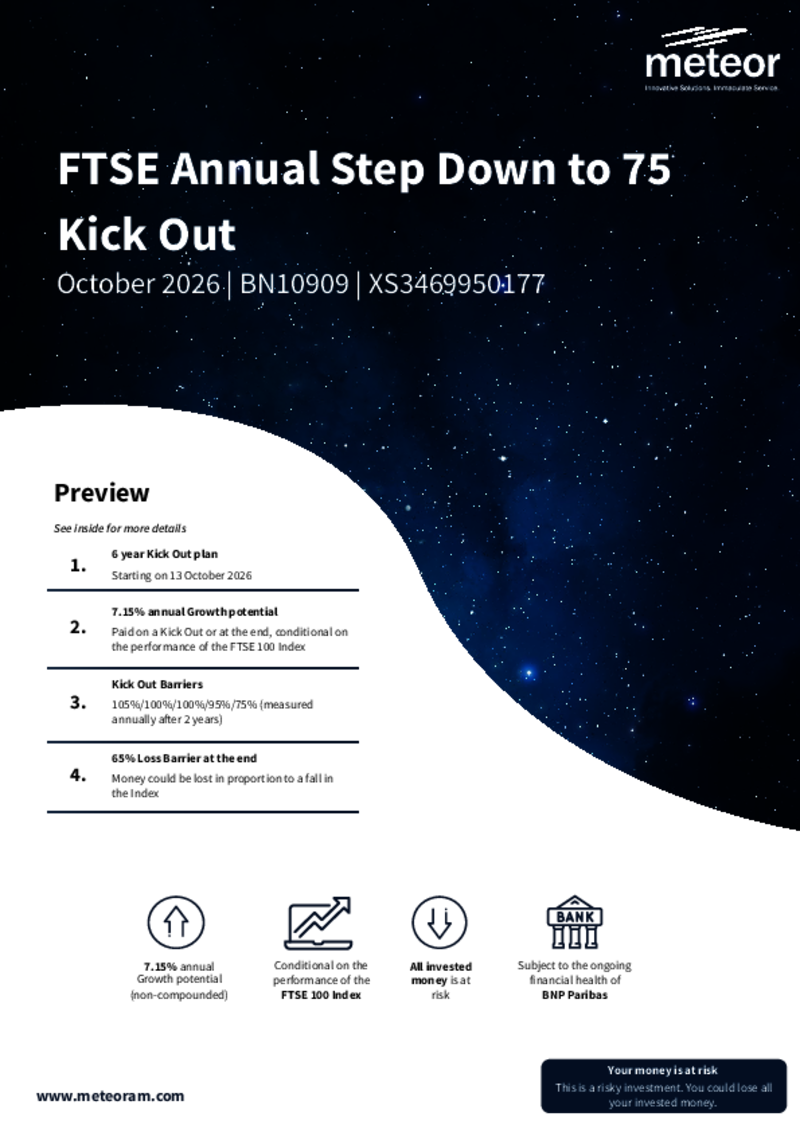 Meteor FTSE Annual Step Down to 75 Kick Out October 2026 - BN10909