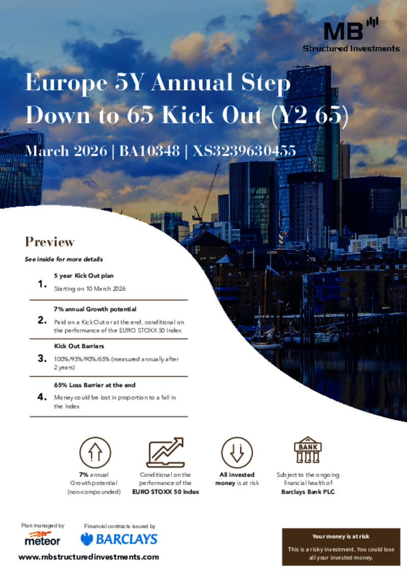 MB Structured Investments Europe 5Y Annual Step Down to 65 Kick Out (Y2 65) March 2026 - BA10348