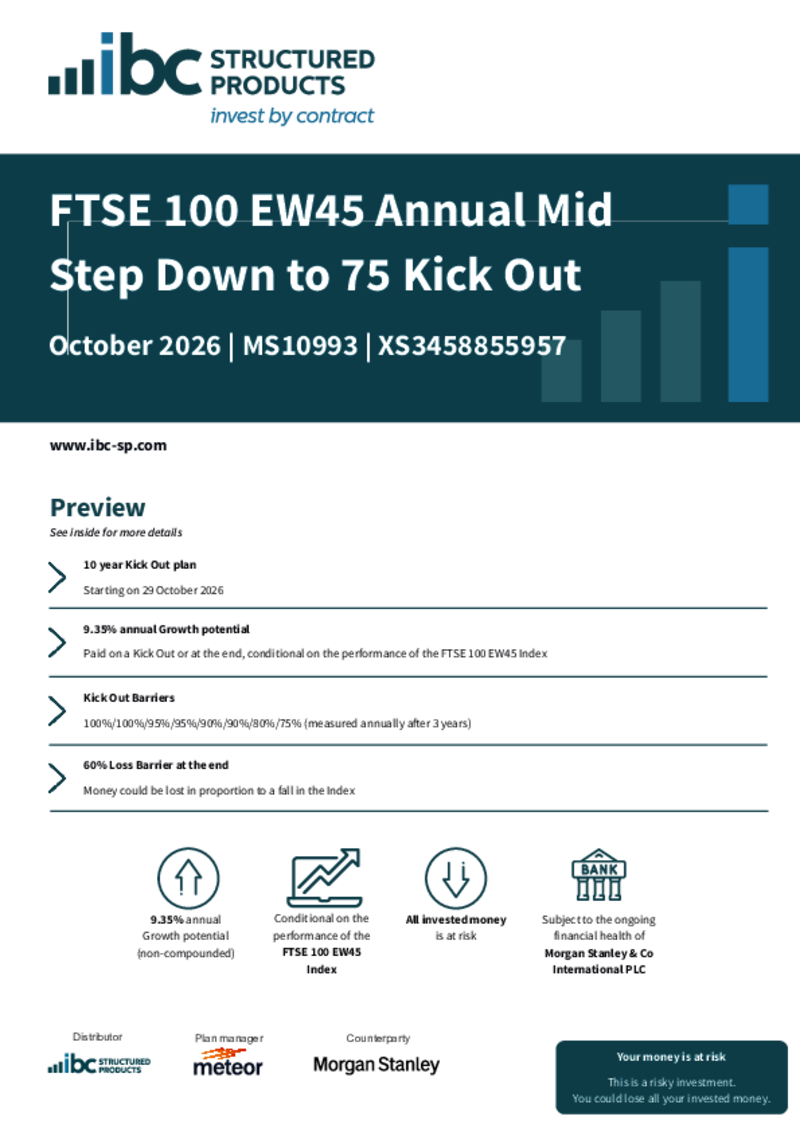iBC Structured Products FTSE 100 EW45 Annual Mid Step Down to 75 Kick Out October 2026 - MS10993