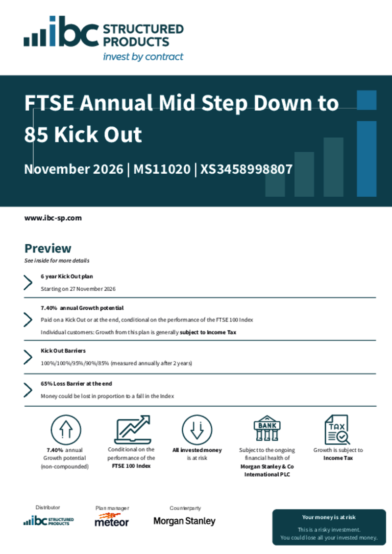 iBC Structured Products FTSE Annual Mid Step Down to 85 Kick Out November 2026 - MS11020