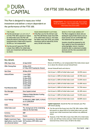 Citi FTSE 100 Autocall Plan 28